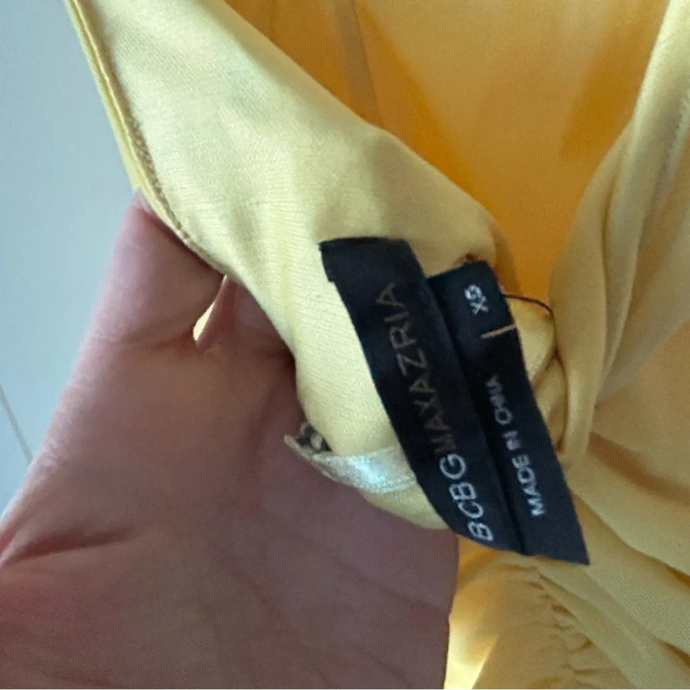 NWT BCBG Max Azria Halter Yellow Ruffled Dress - Picture 7 of 7